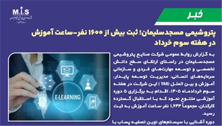 ثبت بیش از ۱۶۰۰ نفر-ساعت آموزش در هفته سوم خرداد