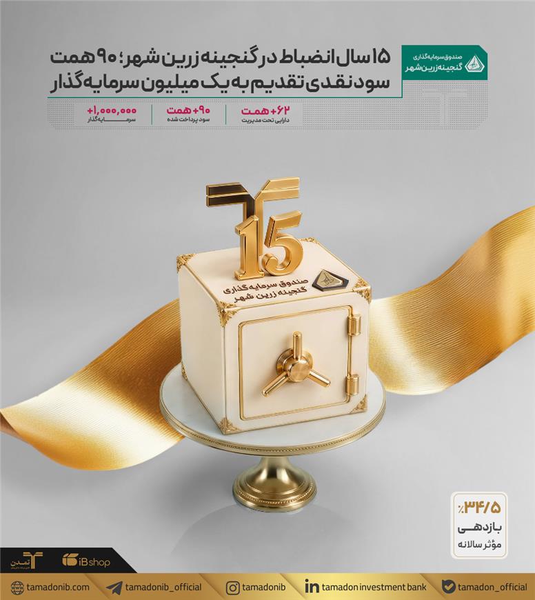 ۱۵ سال انضباط در گنجینه زرین شهر؛ ۹۰ همت سود نقدی تقدیم به یک میلیون سرمایه‌گذار